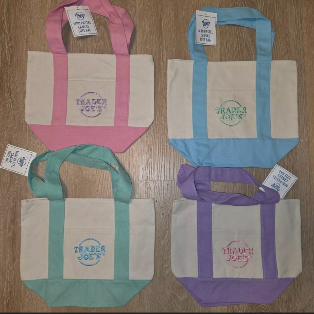 Trader Joe’s 2025 Canvas Tote Bag Set - Pink, Green, Purple